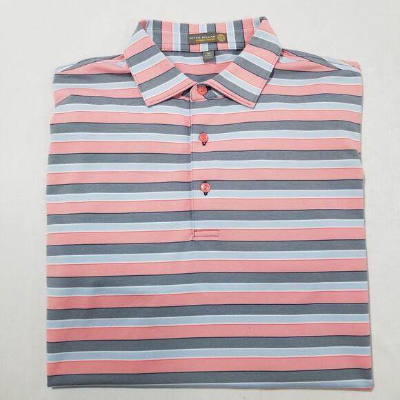 Peter Millar Shirt Medium Polo Summer Comfort Short Sleeve Striped Golf - Picture 3 of 12